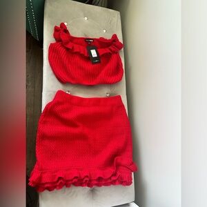 2 Piece Red Skirt Set (crochet)